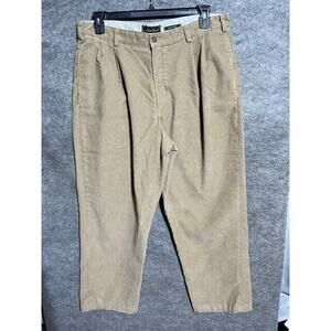 Eddie Bauer Pants Men 38x30 Corduroy Relaxed Nano-Care Pleated Mid Rise Beige